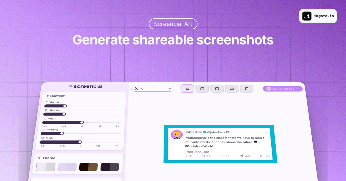 Screencial - Personalize your social media posts and generate shareable screenshots
